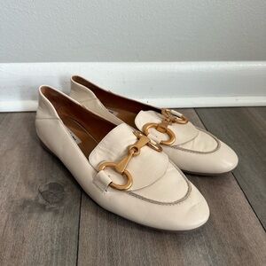 Anthropologie bibi Lou genuine leather loafer cream gold size 38